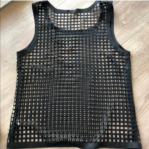 BLACK LASERCUT CREW NECK TANK TOP - Picture 3 of 3